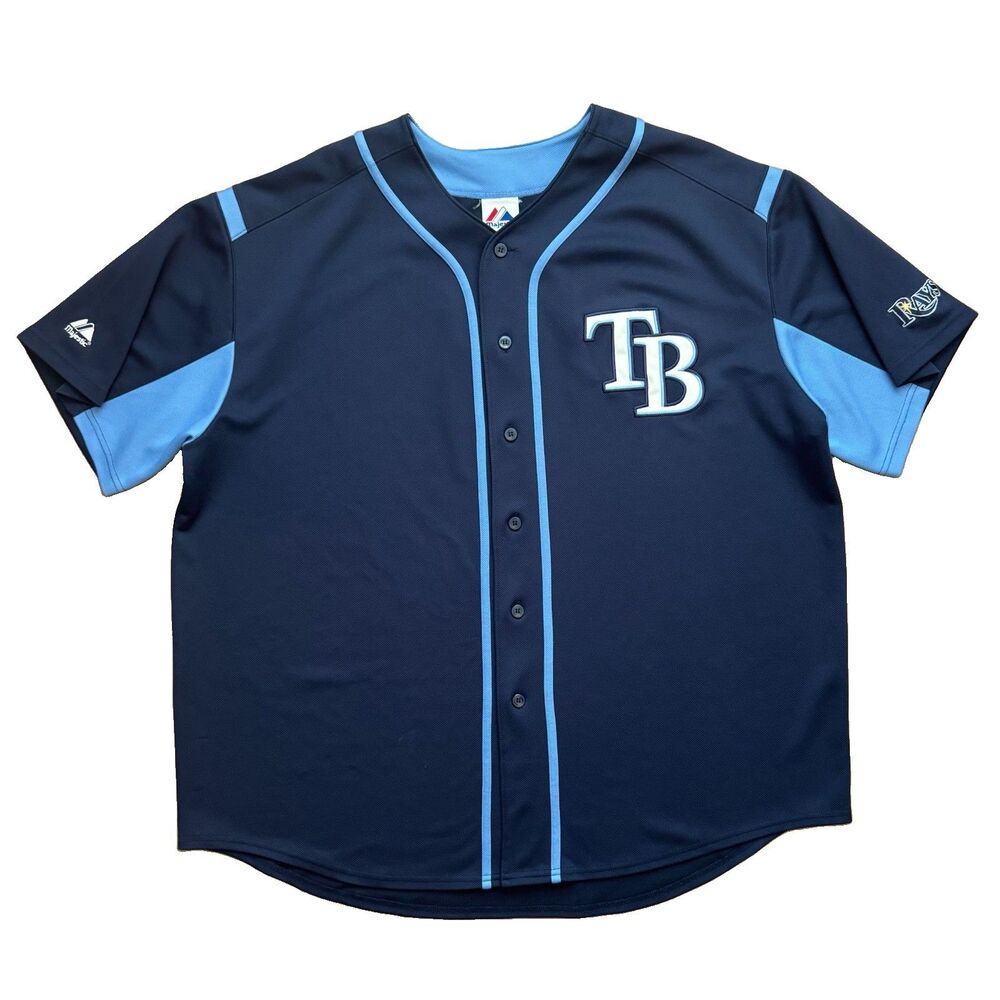 Vintage Tampa Bay Rays Jersey Mens XXL Blue MLB Baseball Majestic Stitched